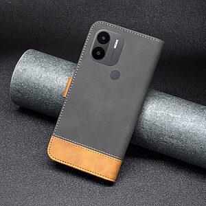 Θήκη Xiaomi Redmi A1+ BINFEN COLOR Leather Wallet Double Stitching Lines v2 με βάση στήριξης, υποδοχές καρτών και μαγνητικό κούμπωμα μαύρο - Image 5