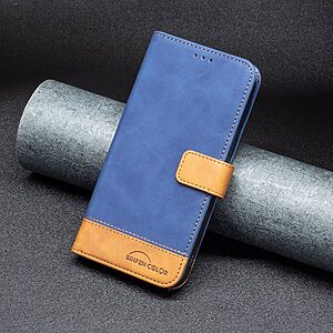 Θήκη Xiaomi Redmi A1+ BINFEN COLOR Leather Wallet Double Stitching Lines v2 με βάση στήριξης, υποδοχές καρτών και μαγνητικό κούμπωμα μπλε - Image 4