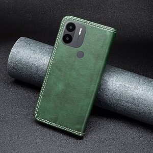 Θήκη Xiaomi Redmi A1+ BINFEN COLOR Leather Wallet Double Stitching Lines με βάση στήριξης, υποδοχές καρτών και μαγνητικό κούμπωμα πράσινο - Image 5