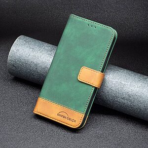 Θήκη Xiaomi Redmi A1+ BINFEN COLOR Leather Wallet Double Stitching Lines v2 με βάση στήριξης, υποδοχές καρτών και μαγνητικό κούμπωμα πράσινο - Image 4