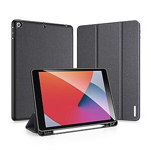 Θήκη Dux Ducis Domo Series Tri-Fold Flip Cover για iPad (2019/2020/2021) 10.2" με ειδική θέση για πενάκι και ενισχυμένη εσωτερική πλάτη σε χρώμα μαύρο