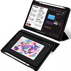 Θήκη Tri-Fold Flip Cover για iPad (2019/2020/2021) 10.2" με ειδική θέση για πενάκι και διάφανη ενισχυμένη πλάτη σε χρώμα μαύρο - Image 4