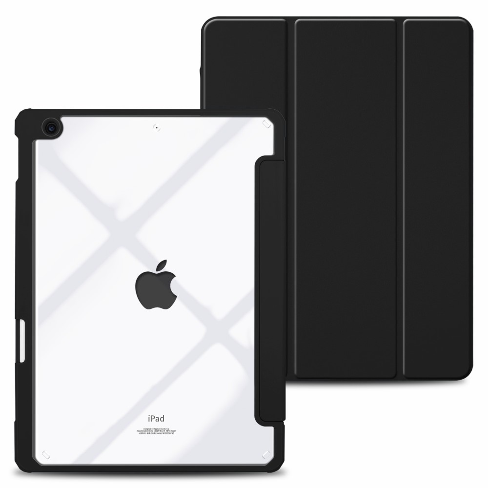 Θήκη Tri-Fold Flip Cover για iPad (2019/2020/2021) 10.2" με ειδική θέση για πενάκι και διάφανη ενισχυμένη πλάτη σε χρώμα μαύρο Θήκη Tri-Fold Flip Cover για iPad (2019/2020/2021) 10.2" με ειδική θέση για πενάκι και διάφανη ενισχυμένη πλάτη σε χρώμα μαύρο