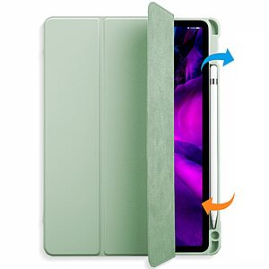 Θήκη Tri-Fold Flip Cover για iPad (2019/2020/2021) 10.2" με ειδική θέση για πενάκι και διάφανη ενισχυμένη πλάτη σε χρώμα πράσινο ανοιχτό - Image 5