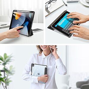 Θήκη Dux Ducis Toby Series Tri-Fold Flip Cover για iPad (2022) 10.9" / iPad 11" (2025) με ειδική θέση για πενάκι και διάφανη ενισχυμένη πλάτη σε χρώμα μαύρο - Image 4