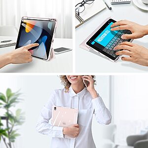 Θήκη Dux Ducis Toby Series Tri-Fold Flip Cover για iPad (2022) 10.9" / iPad 11" (2025) με ειδική θέση για πενάκι και διάφανη ενισχυμένη πλάτη σε χρώμα ροζ ανοιχτό - Image 4