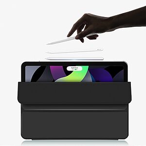 Θήκη Tri-Fold Flip Cover για iPad Air (2020/2022) 10.9" με ειδική υποδοχή για πενάκι και ενισχυμένο κούμπωμα σε χρώμα μαύρο - Image 5