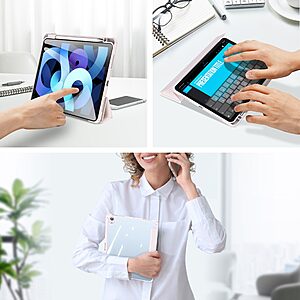 Θήκη Dux Ducis Toby Series Tri-Fold Flip Cover για iPad Air (2020/2022) 10.9" με ειδική θέση για πενάκι και διάφανη ενισχυμένη πλάτη σε χρώμα ροζ ανοιχτό - Image 4