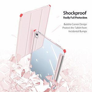 Θήκη Dux Ducis Toby Series Tri-Fold Flip Cover για iPad Air (2020/2022) 10.9" με ειδική θέση για πενάκι και διάφανη ενισχυμένη πλάτη σε χρώμα ροζ ανοιχτό - Image 5