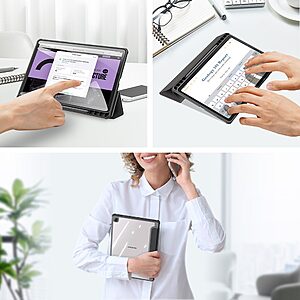 Θήκη Dux Ducis Toby Series Tri-Fold Flip Cover για Galaxy Tab S6 Lite / S6 Lite (2022) με ειδική θέση για πενάκι και διάφανη ενισχυμένη πλάτη σε χρώμα μαύρο - Image 4