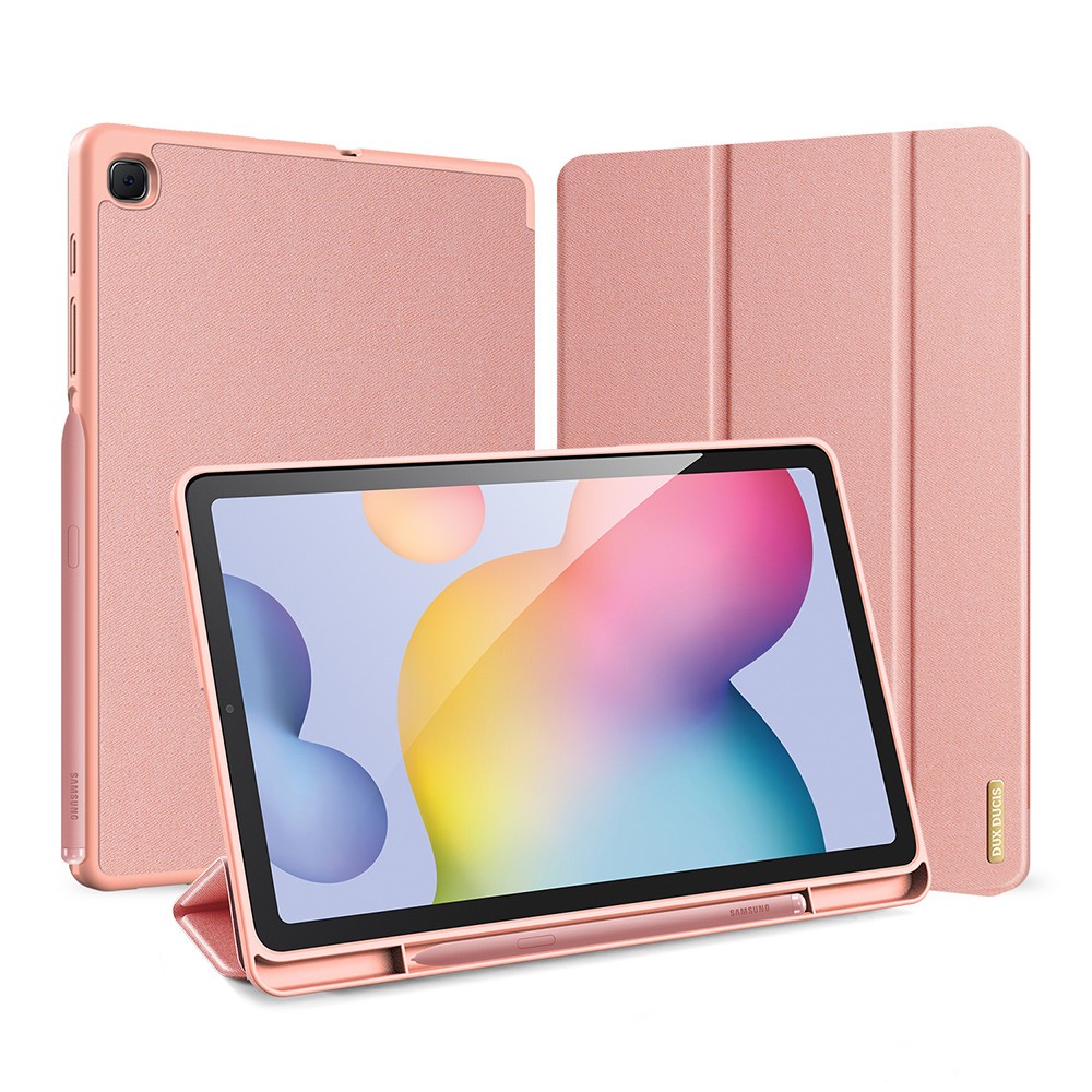 Θήκη Dux Ducis Domo Series Tri-Fold Flip Cover για Galaxy Tab S6 Lite / S6 Lite (2022) με ειδική θέση για πενάκι και ενισχυμένη εσωτερική πλάτη σε χρώμα ροζ χρυσό