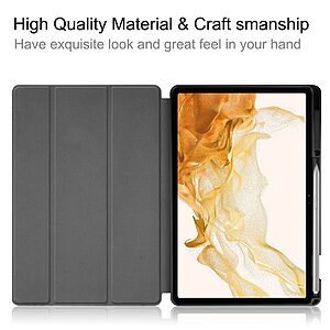 Θήκη Tri-Fold Flip Cover για Galaxy Tab S7 Plus / S8 Plus / S7 FE 12.4" με ειδική θέση για πενάκι και διπλή ενισχυμένη πλάτη σε χρώμα γκρι - Image 4