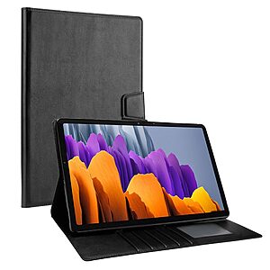 Θήκη Tablet Flip Wallet δερματίνη με υποδοχές καρτών και ειδική θέση για πενάκι για Galaxy Tab S7 Plus / S8 Plus / S7 FE 12.4" σε χρώμα μαύρο