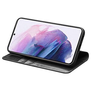 Θήκη Samsung Galaxy S23 QIALINO book από Premium αυθεντικό γυαλιστερό δέρμα Genuine Cowhide μαύρο - Image 3