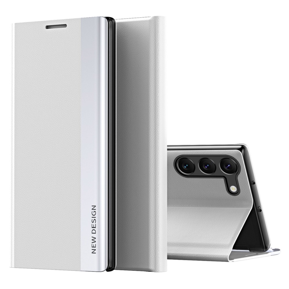 Θήκη Samsung Galaxy S23 Plus New Design Invisible Magnet Leather Stand Cover με μαγνητικό κούμπωμα από συνθετικό δέρμα λευκό