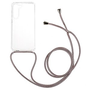 Θήκη Samsung Galaxy S23 Plus Mad Mask Hybrid Sockproof Transparent V3 πλάτη με κορδόνι από αντικραδασμικό TPU ροζ χρυσό