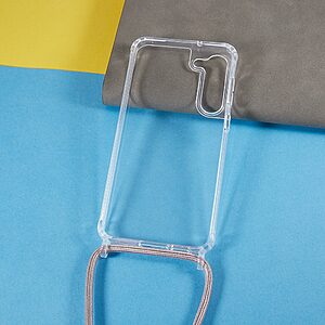 Θήκη Samsung Galaxy S23 Plus Mad Mask Hybrid Sockproof Transparent V3 πλάτη με κορδόνι από αντικραδασμικό TPU ροζ χρυσό - Image 4