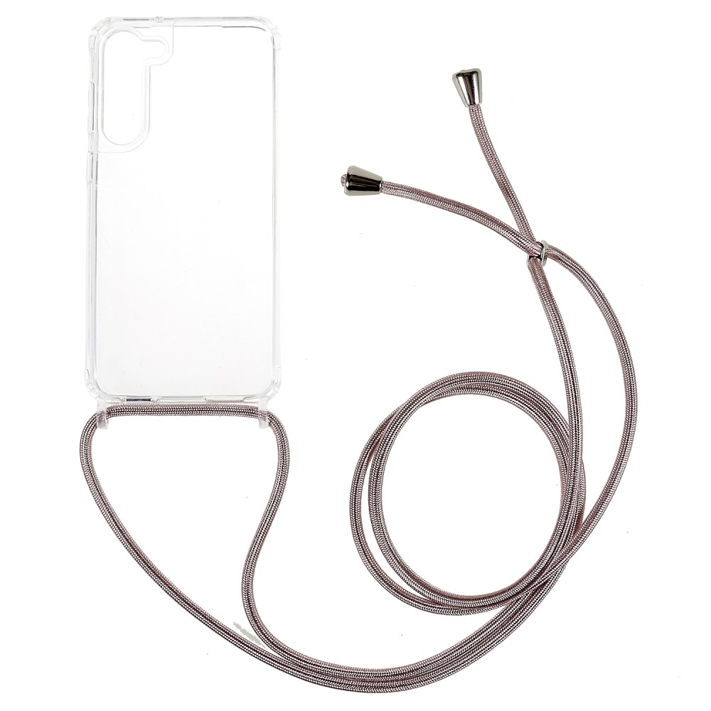 Θήκη Samsung Galaxy S23 Plus Mad Mask Hybrid Sockproof Transparent V3 πλάτη με κορδόνι από αντικραδασμικό TPU ροζ χρυσό