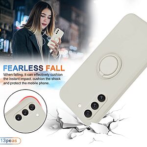 Θήκη Samsung Galaxy S23 OEM Ultra Thin Matte Premium Πλάτη με ημίσκληρο TPU και δαχτυλίδι στήριξης λευκό - Image 3