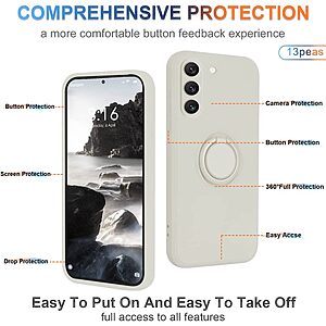 Θήκη Samsung Galaxy S23 OEM Ultra Thin Matte Premium Πλάτη με ημίσκληρο TPU και δαχτυλίδι στήριξης λευκό - Image 4