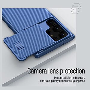 Θήκη Samsung Galaxy S23 Ultra NiLLkin Camshield S Series Πλάτη με προστασία για την κάμερα από σκλήρό Premium TPU μπλε - Image 5