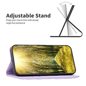 Θήκη Xiaomi Redmi Note 12 5G / Poco X5 5G BINFEN COLOR Rhombus Pattern Series με βάση στήριξης, υποδοχές καρτών και μαγνητικό κούμπωμα μωβ - Image 3