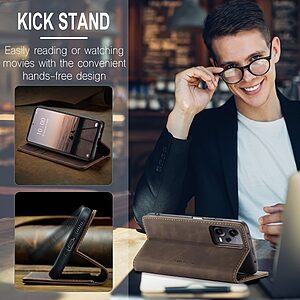 Θήκη Xiaomi Redmi Note 12 Pro 5G / Poco X5 Pro 5G CaseMe 013 Series Πορτοφόλι με βάση στήριξης, υποδοχές καρτών και μαγνητικό κούμπωμα από συνθετικό δέρμα και TPU καφέ σκούρο - Image 5