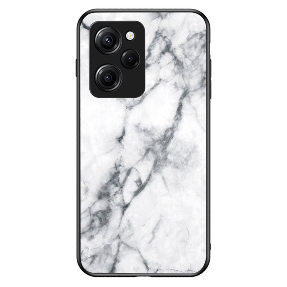 Θήκη Xiaomi Poco X5 Pro 5G OEM σχέδιο Marble με Πλάτη Tempered Glass TPU λευκό