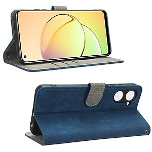 Θήκη Realme 10 Mad Mask RFID Blocking Προστασία Ασύρματης Ανάγνωσης Καρτών Leather με βάση στήριξης, υποδοχές καρτών και μαγνητικό κούμπωμα μπλε - Image 3