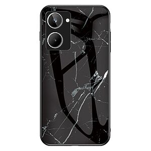 Θήκη Realme 10 OEM σχέδιο Marble με Πλάτη Tempered Glass TPU μαύρο