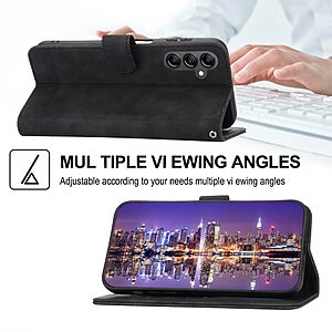 Θήκη Samsung Galaxy A14 4G / 5G DIERFENG DF 03 Foldable Series με βάση στήριξης, υποδοχή καρτών και μαγνητικό κούμπωμα Flip Wallet από συνθετικό δέρμα και εσωτερικό TPU μαύρο - Image 4