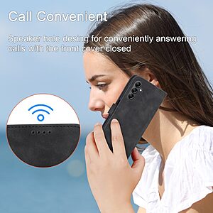 Θήκη Samsung Galaxy A14 4G / 5G DIERFENG DF 03 Foldable Series με βάση στήριξης, υποδοχή καρτών και μαγνητικό κούμπωμα Flip Wallet από συνθετικό δέρμα και εσωτερικό TPU μαύρο - Image 5