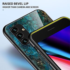 Θήκη Samsung Galaxy A14 4G / 5G OEM σχέδιο Marble με Πλάτη Tempered Glass TPU λευκό - Image 4