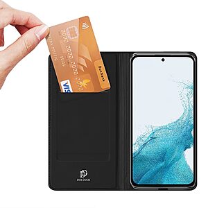 υποδοχή καρτών και μαγνητικό κούμπωμα Flip Wallet από συνθετικό δέρμα και TPU μαύρο