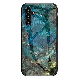 Θήκη Samsung Galaxy A54 5G OEM σχέδιο Marble με Πλάτη Tempered Glass TPU σμαραγδί