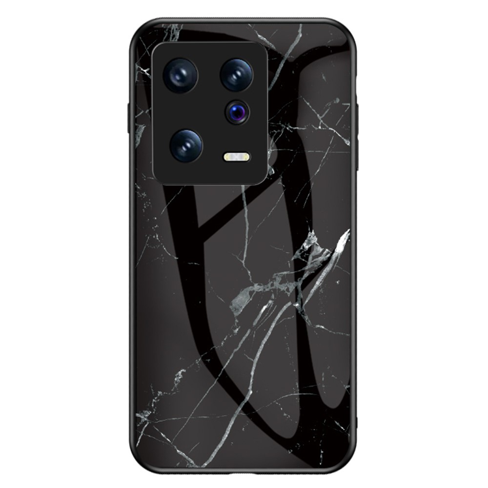 Θήκη Xiaomi 13 5G OEM σχέδιο Marble με Πλάτη Tempered Glass TPU μαύρο