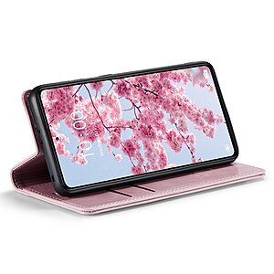 Θήκη Xiaomi Redmi Note 12 Pro+ CaseMe 003 Series Πορτοφόλι με βάση στήριξης, υποδοχές καρτών και μαγνητικό κούμπωμα από συνθετικό δέρμα και TPU ροζ - Image 3