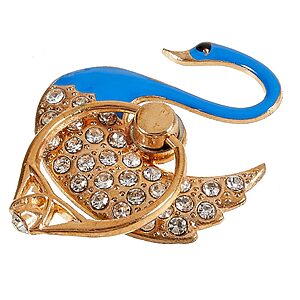 Δαχτυλίδι Κινητού με Λαμπερές Κρυστάλλινες Πέτρες και Σχέδιο Κύκνος - Μπλε Σκούρο - Image 3