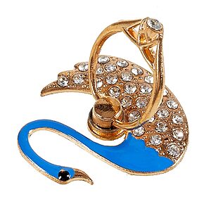 Δαχτυλίδι Κινητού με Λαμπερές Κρυστάλλινες Πέτρες και Σχέδιο Κύκνος - Μπλε Σκούρο - Image 4