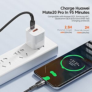 Καλώδιο Φόρτισης ESSAGER 2μ USB C PD 100W - Φόρτιση και Μετάδοση Δεδομένων 480Mbps - Μαύρο - Image 3