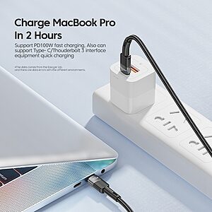 Καλώδιο Φόρτισης ESSAGER 2μ USB C PD 100W - Φόρτιση και Μετάδοση Δεδομένων 480Mbps - Μαύρο - Image 5