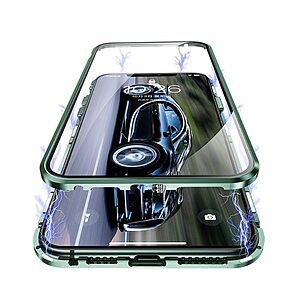 Θήκη iPhone 11 Mad Mask μεταλλική με εσωτερικό μαγνήτη V2 και ανθεκτικό Tempered Glass 360° διπλής όψης με Camera Protection Lips μωβ - Image 3