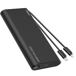 Power bank για laptop 130W VEGER TC130 25000mAh με ενσωματωμένα καλώδια Type-C και Lightning