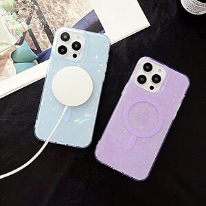 Θήκη iPhone 14 Pro Max OEM Shell Pattern Series συμβατό με Magsafe φορτιστή Transparent Πλάτη TPU γαλάζιο - Image 4