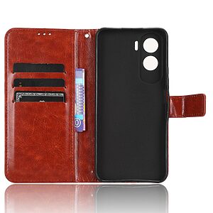 Θήκη Honor 90 Lite 5G Mad Mask Leather Wallet Case V2 με βάση στήριξης, υποδοχές καρτών και μαγνητικό κούμπωμα Flip Wallet από συνθετικό δέρμα καφέ - Image 4