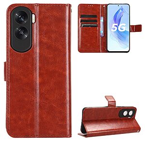 Θήκη Honor 90 Lite 5G Mad Mask Leather Wallet Case V2 με βάση στήριξης, υποδοχές καρτών και μαγνητικό κούμπωμα Flip Wallet από συνθετικό δέρμα καφέ - Image 5
