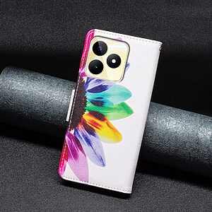 Θήκη Realme C53 OEM Colorful Petals με βάση στήριξης, υποδοχές καρτών και μαγνητικό κούμπωμα Flip Wallet από συνθετικό δέρμα και TPU - Image 5
