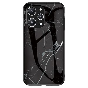 Θήκη Xiaomi Redmi 12 OEM σχέδιο Marble με Πλάτη Tempered Glass TPU μαύρο