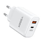 Φορτιστής GaN 65W VEGER TC650 για laptop και κινητό λευκός