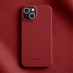 Θήκη iPhone 15 MELKCO Πλάτη Shock-Proof από Premium αυθεντικό δέρμα Genuine Cowhide κόκκινο - Image 2